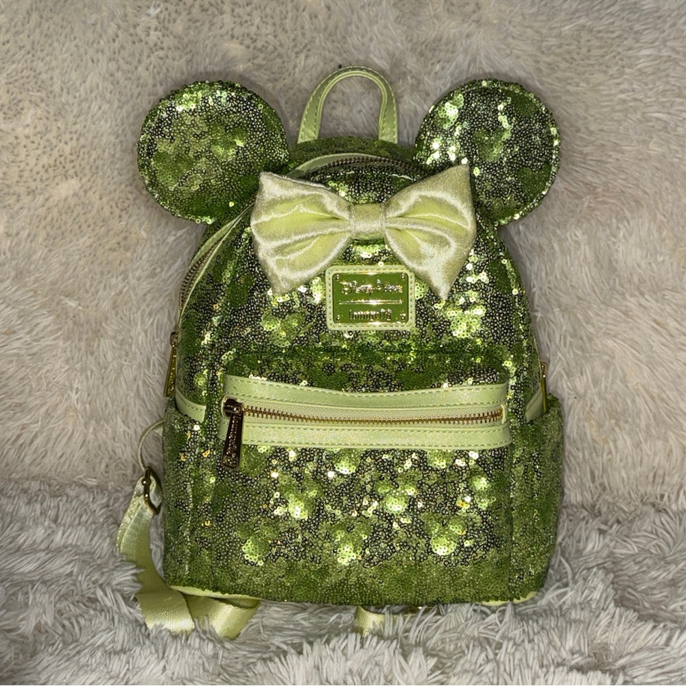 Loungefly Mini Sequin Tinkerbell Mouse Ear Backpack - Lime Green
